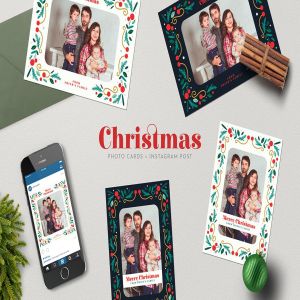 圣诞节照片明信片&Instagram贴图设计模板 Christmas PhotoCards +Instagram Post插图5