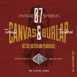 20款粗麻布&帆布布匹纹理/PS笔刷 20 Canvas & Burlap Textures – VES07