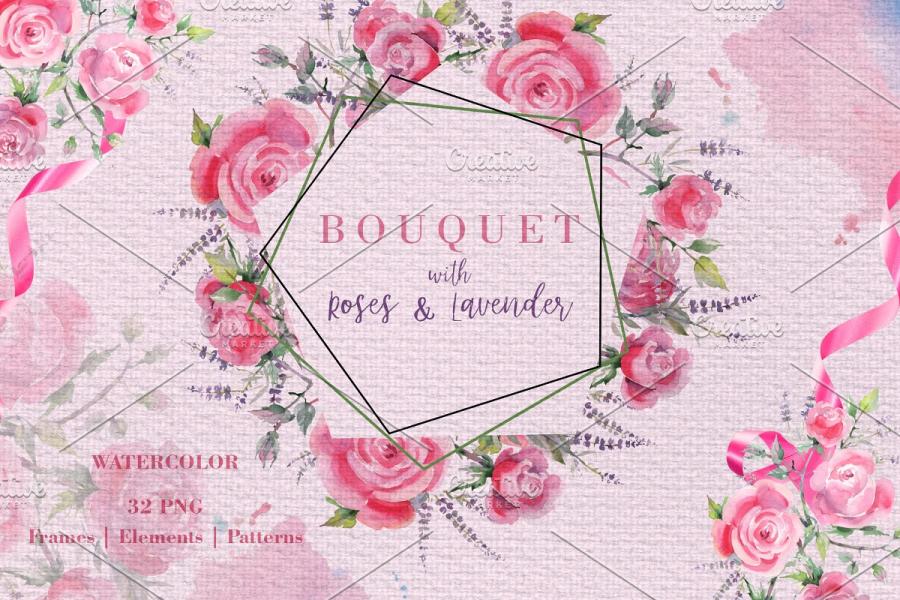 玫瑰&薰衣草花卉剪贴画素材合集