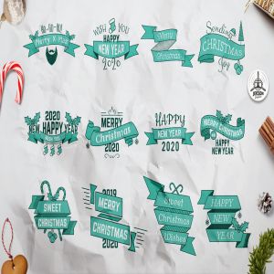 复古圣诞主题Logo/标签/徽章设计模板 Retro Christmas Overlays, New Year Labels & Badges插图2