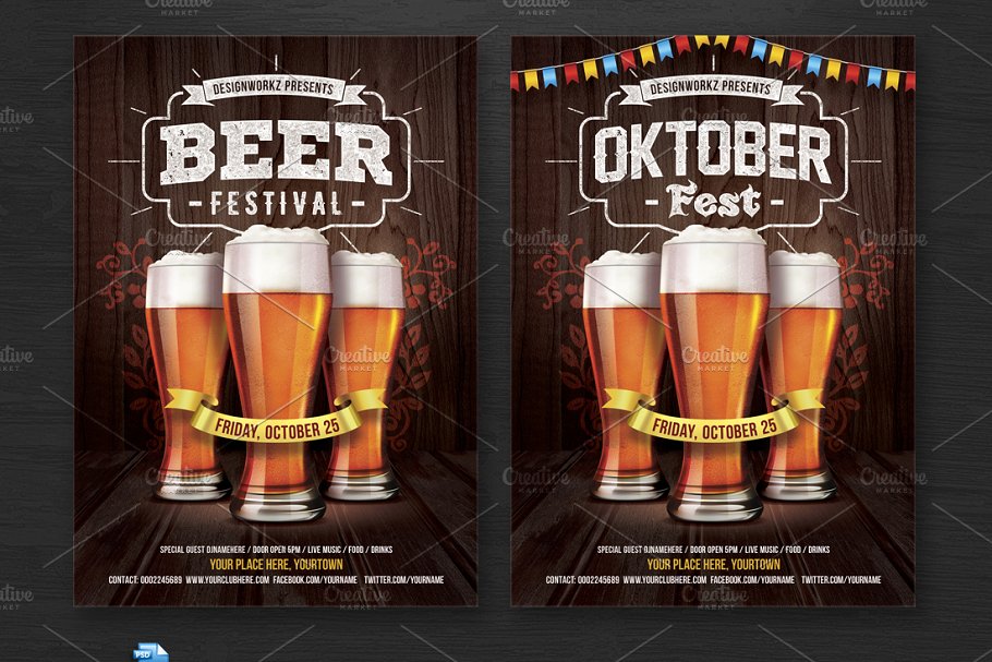 卡拉OK/啤酒节活动海报传单模板 Oktoberfest/Beer Festival Flyer