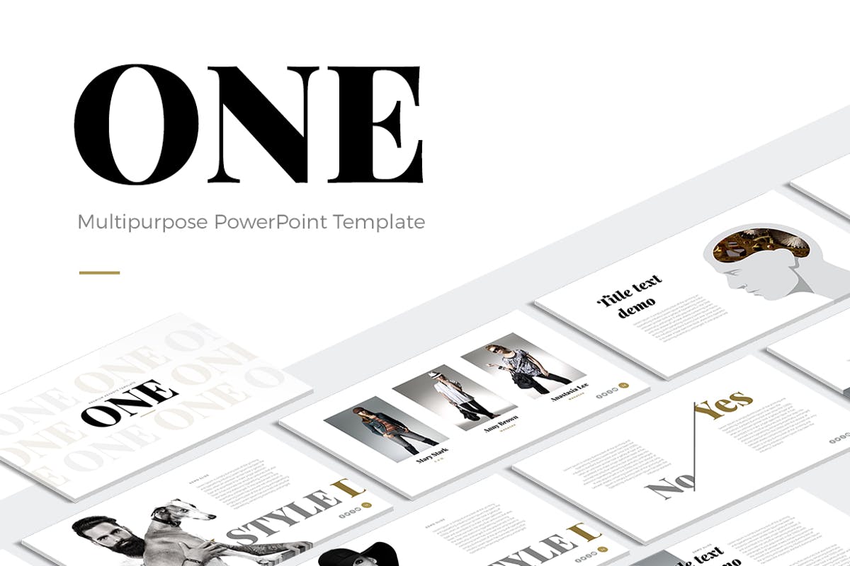 极简主义时尚品牌PPT幻灯片模板 ONE Modern PowerPoint Template