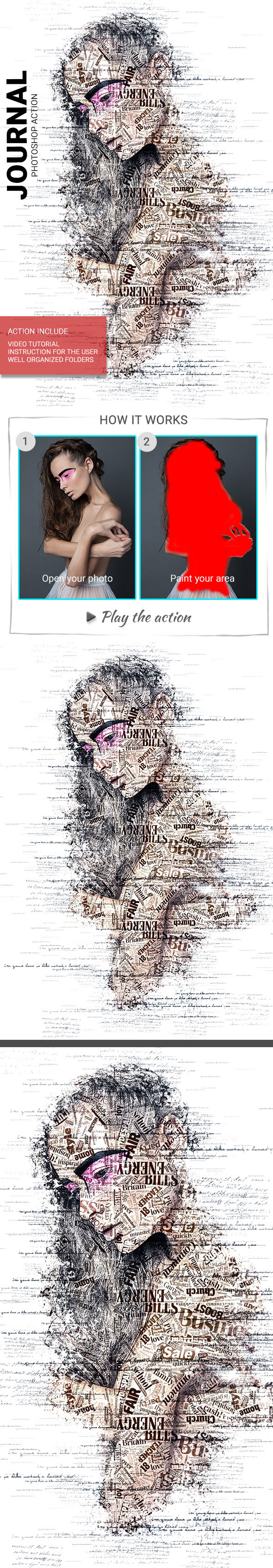 打造杂志碎片效果的PS动作下载 Journal Photoshop Action [atn,abr,pat]