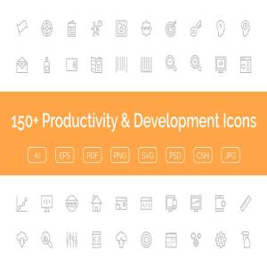 150+通信网络生产力＆开发设计图标 150+ Productivity & Development Icon
