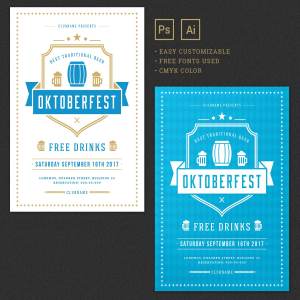 经典设计风格啤酒节海报模板素材 Oktoberfest Flyer Template