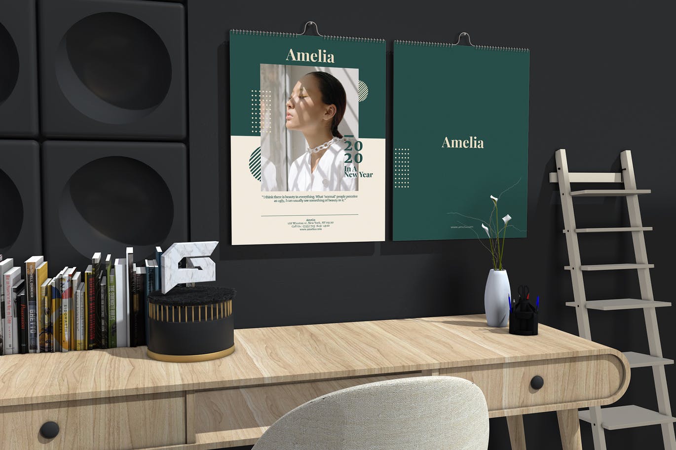 2020年时尚挂墙日历表设计模板 Amelia – Fashion Wall Calendar 2020