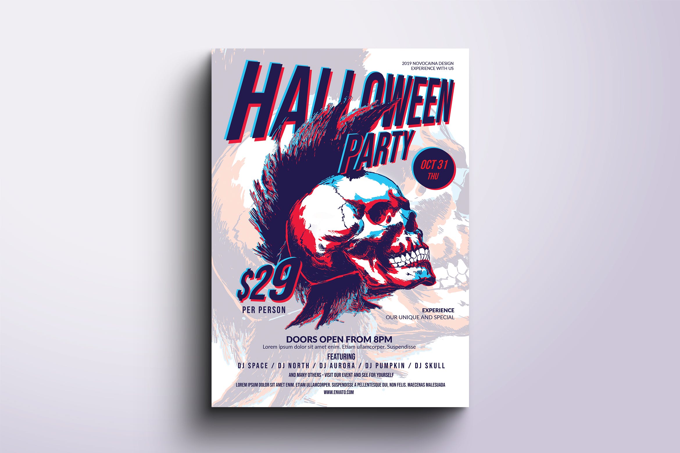 万圣节时尚派对活动海报传单设计模板V6 Funky Halloween Poster & Flyer v6