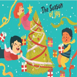 圣诞节主题儿童礼物矢量插画素材 Building Christmas – Vector Illustration