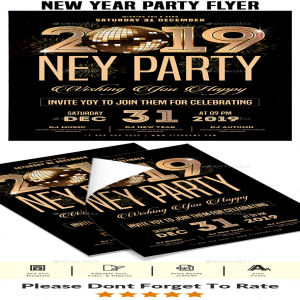 创意极简的2019新年派对海报模板 New Year Party Flyer [psd]