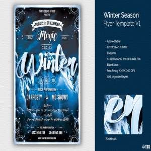 冬季主题冰山图案海报设计PSD模板v1 Winter Season Flyer PSD V1