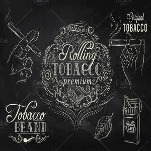 复古烟草黑板粉笔画 Tobacco vintage