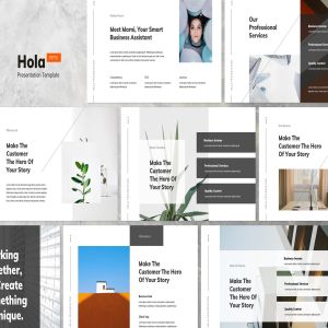 极简创意品牌宣传介绍PPT设计模板 Hola – Minimal & Creative Powerpoint Template