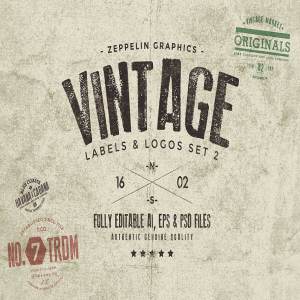 复古磨损徽章标签Logo模板 Vintage Badges & Labels Set 2插图1