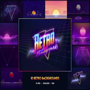 10款高清欧美80年代复古背景图片素材v2 80s Retro Backgrounds vol.2