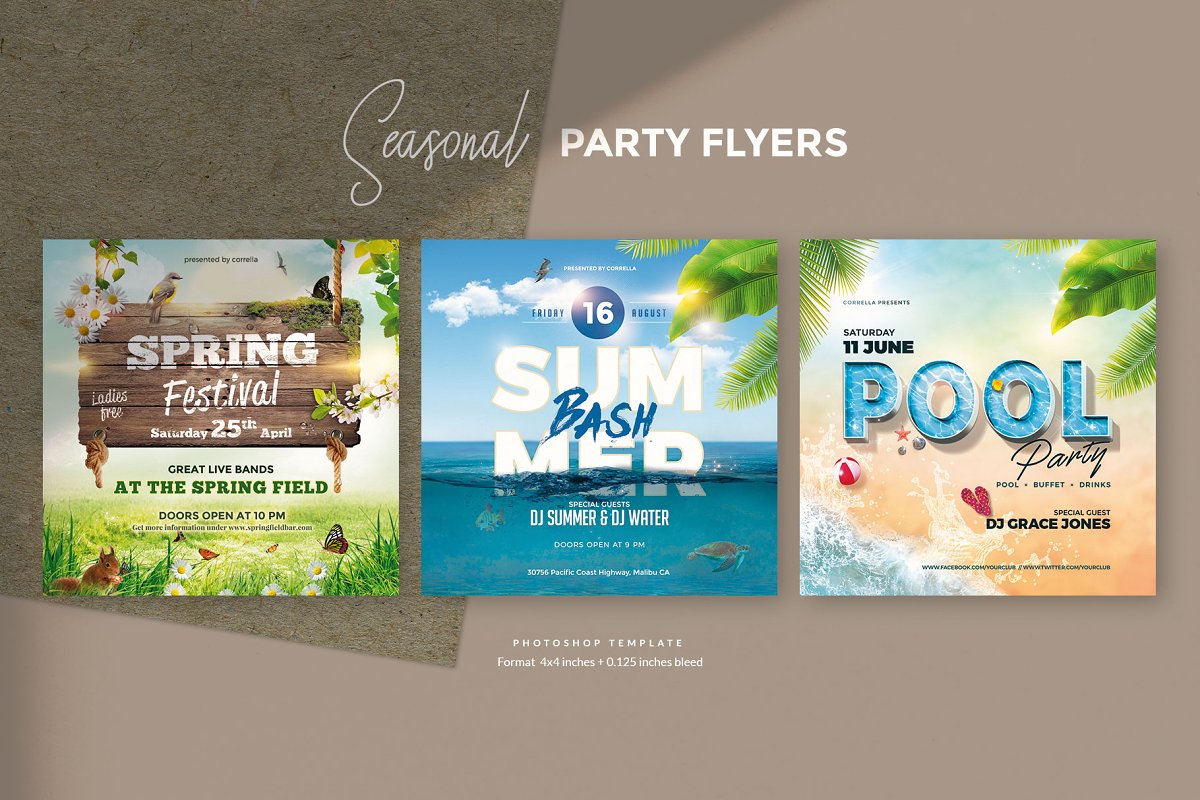 季节嘉年华派对传单套装