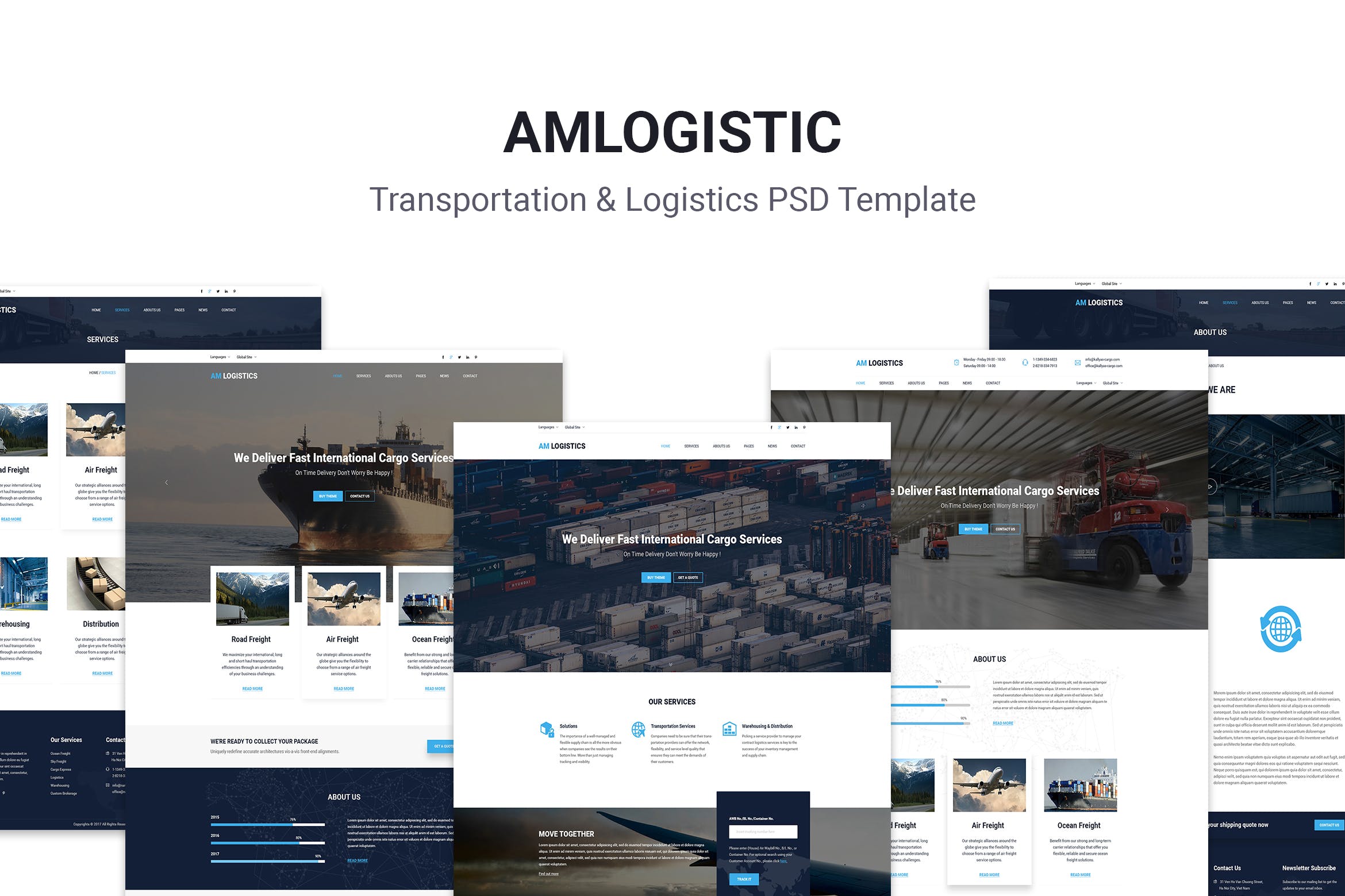 物流运输企业官网设计PSD模板 Amlogistic | Transportation & Logistics PSD Templa