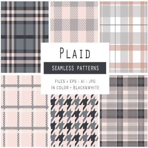 各种各样的格子风格矢量纹理 Plaid Vector Patterns