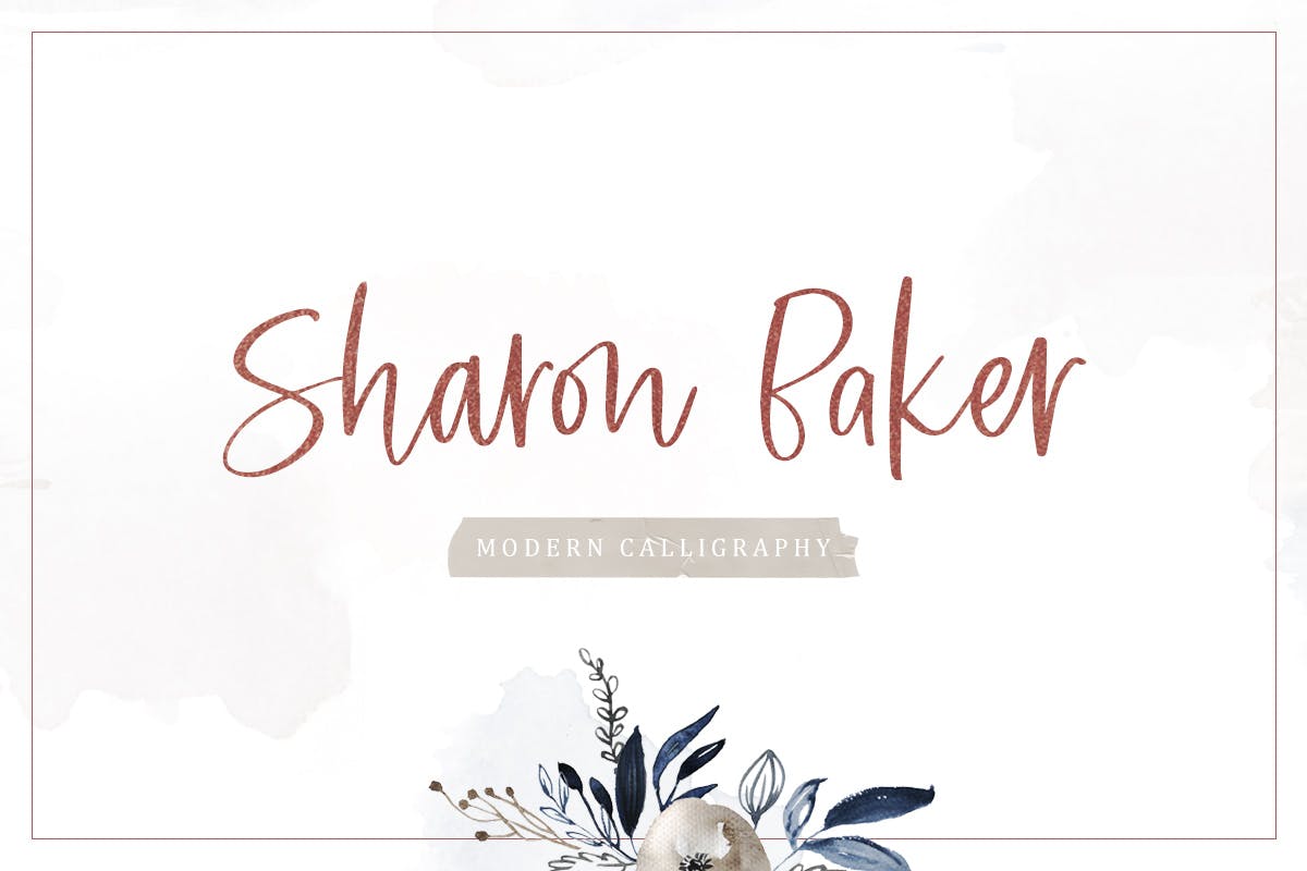 现代可爱英文书法字体下载 Sharon Baker – Modern Script