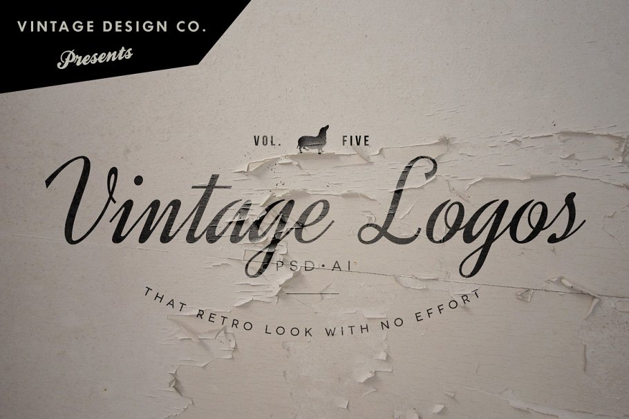 6个复古Logo模板及背景纹理 Vintage Logos – Volume 5