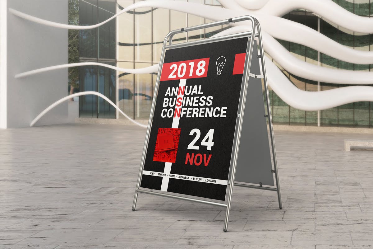 户外广告牌广告展架样机02 Advertising Stand Mockups 02