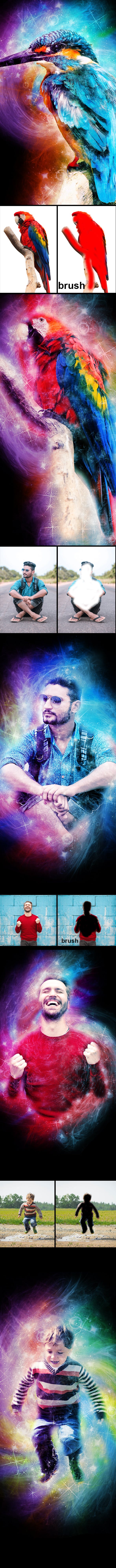 一款发散星光闪耀魔术光效ps动作下载