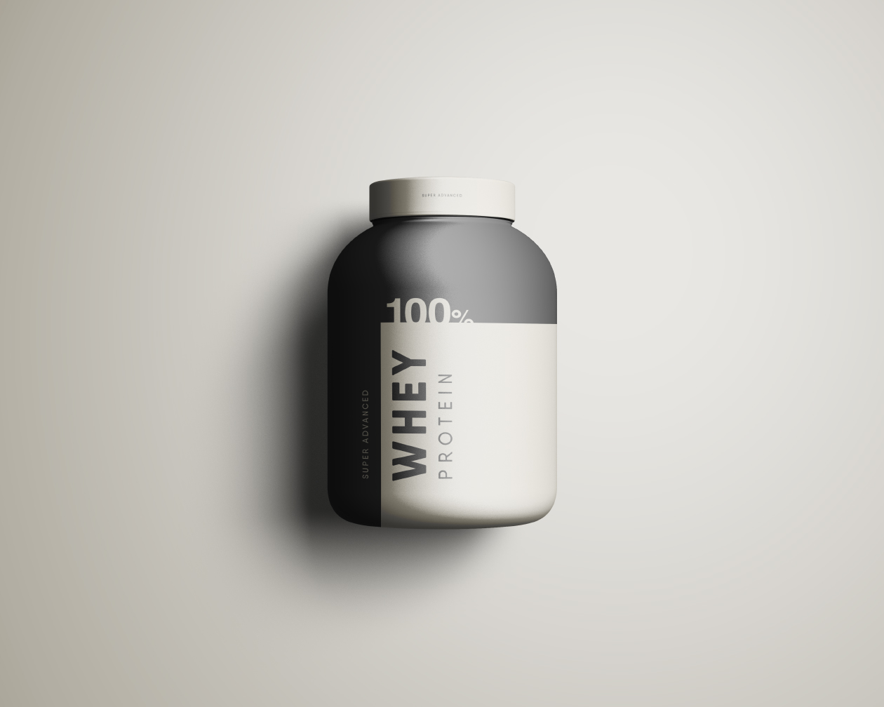 乳清蛋白/蛋白粉塑料罐外观设计样机模板 Whey Protein Jar Mockup