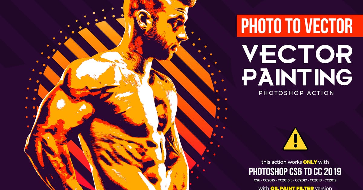 照片转矢量格式特效一键生成PS动作 Vector Painting CS6 & CC+ Photoshop Action