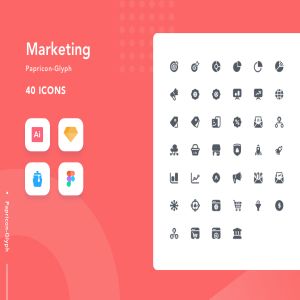 一流设计素材网下午茶：市场营销类APP UI图标下载[Sketch,AI,XD,Fig]