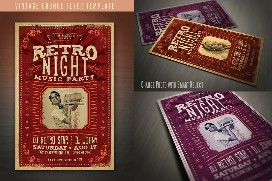 复古做旧风格海报PSD模板 Vintage Grunge Flyer