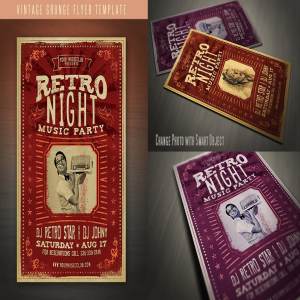 复古做旧风格海报PSD模板 Vintage Grunge Flyer