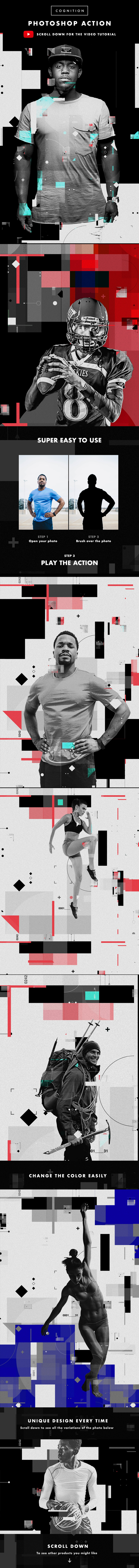 打造潮流的信号损坏效果的PS动作 Cognition Photoshop Action