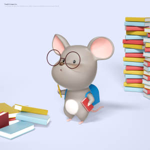 卡通爱学习的老鼠psd设计素材