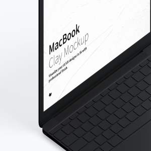 MacBook超极本屏幕演示效果左视图样机 Clay MacBook Mockup, Isometric Left View插图3