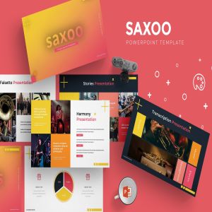 乐队音乐表演活动策划PPT幻灯片模板 Saxoo – Powerpoint Template