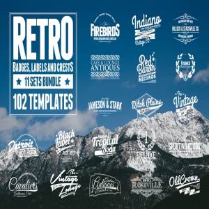 102个复古徽章,标签和Logo模板 102 Retro Badges, Labels and Crests
