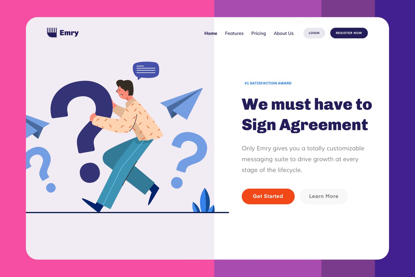 FAQ帮助中心网站设计矢量插画 Emry – FAQ Header