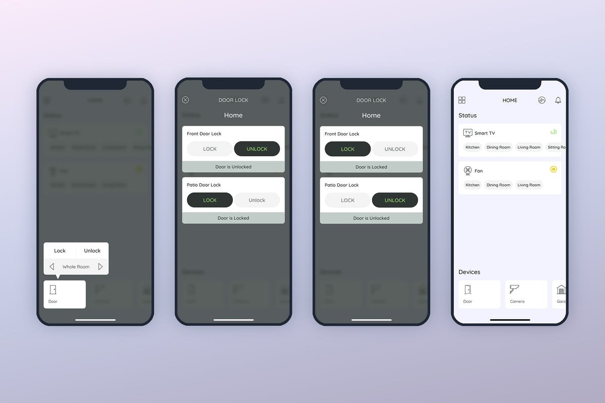 智能家居APP应用门锁控制界面UI模板 Door Smarthome Mobile UI – FP