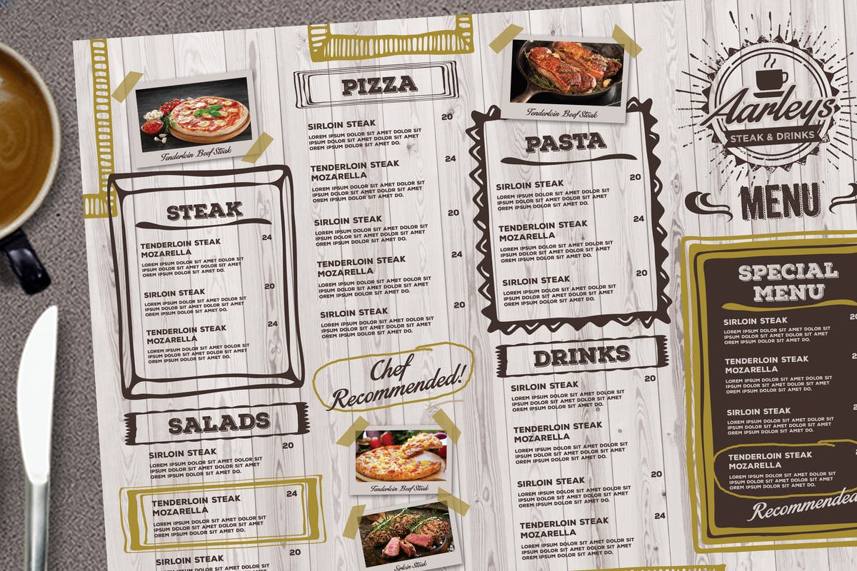 高档咖啡厅菜单设计模板 Cafe Menu Board