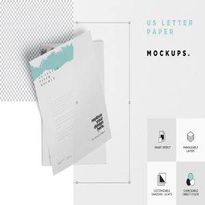 美国尺寸规格信纸设计样机模板 5 US Letter Paper Mockups插图7