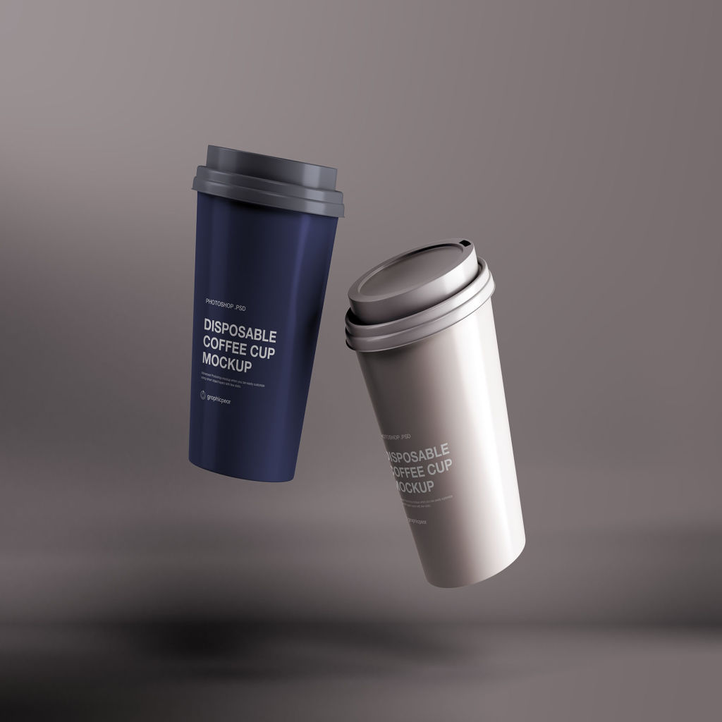 一次性咖啡杯外观设计PSD样机模板 Disposable Coffee Cup Mockup插图
