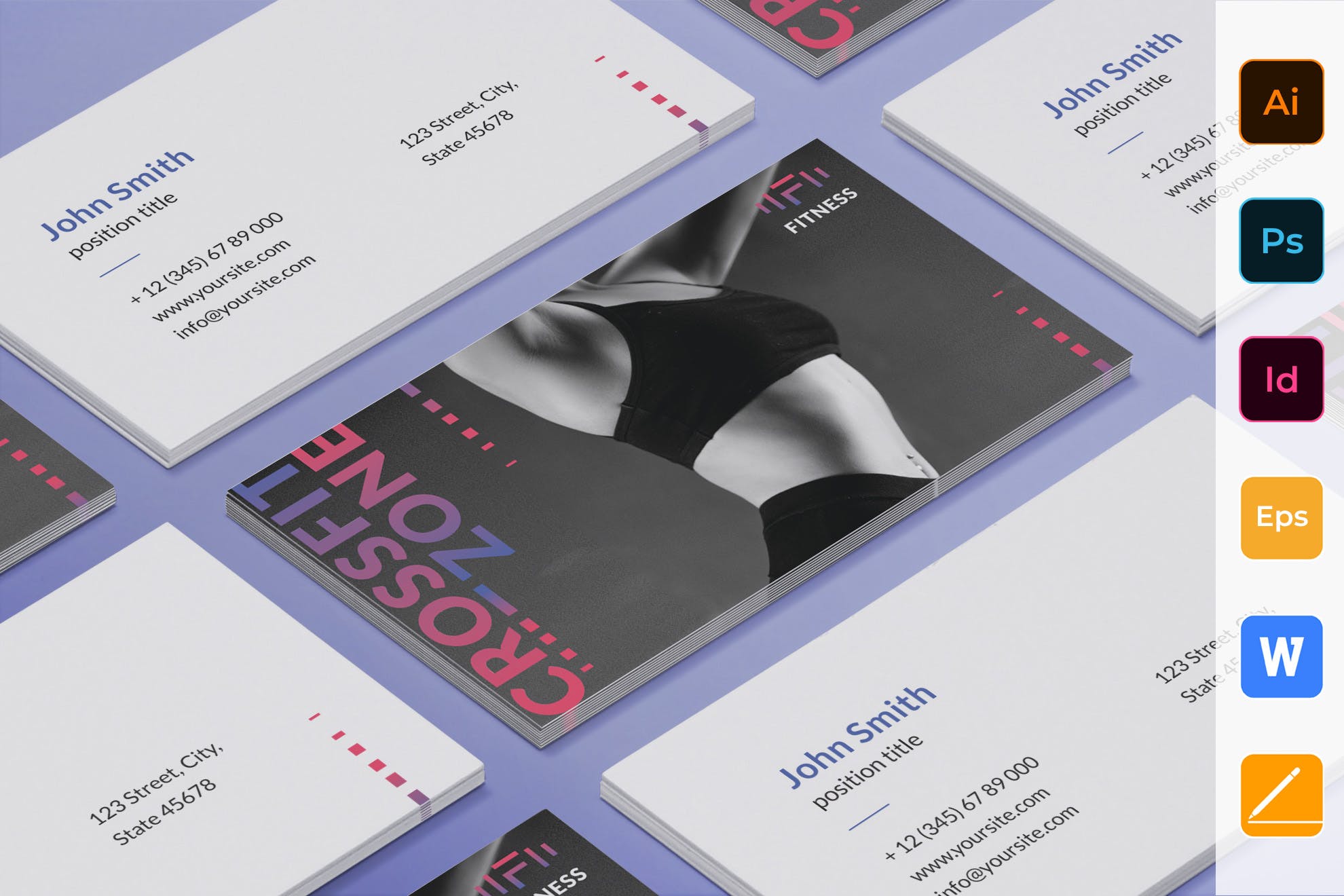 健身教练名片设计模板 Fitness Studio Business Card