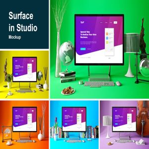 办公室场景微软一体机Surface样机模板合集 Surface in Studio