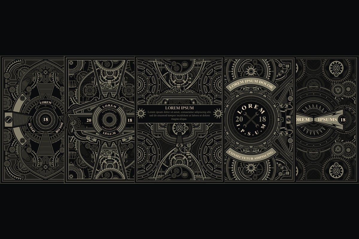 蒸汽朋克风格海报设计模板 5 Steampunk poster template