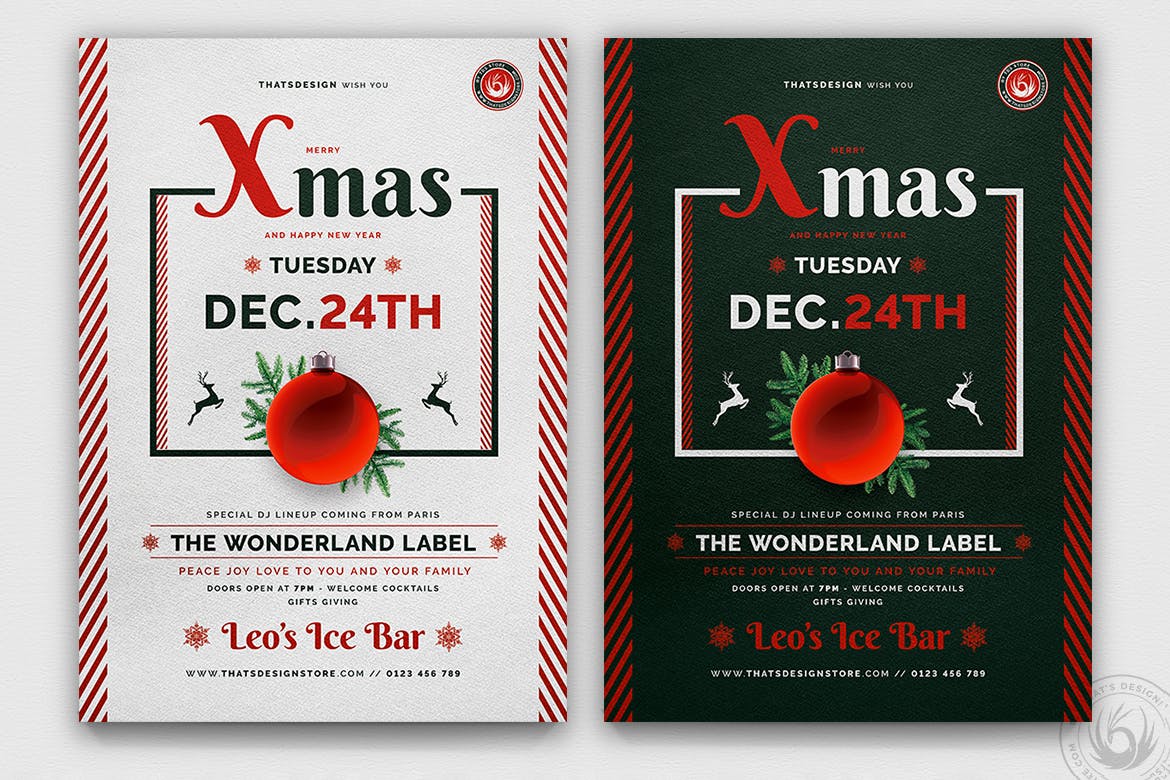 圣诞节平安夜活动主题海报传单设计模板v12 Christmas Eve Flyer Template V12