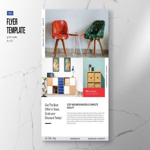 时尚高端清新简约家俱DM宣传单海报设计模板