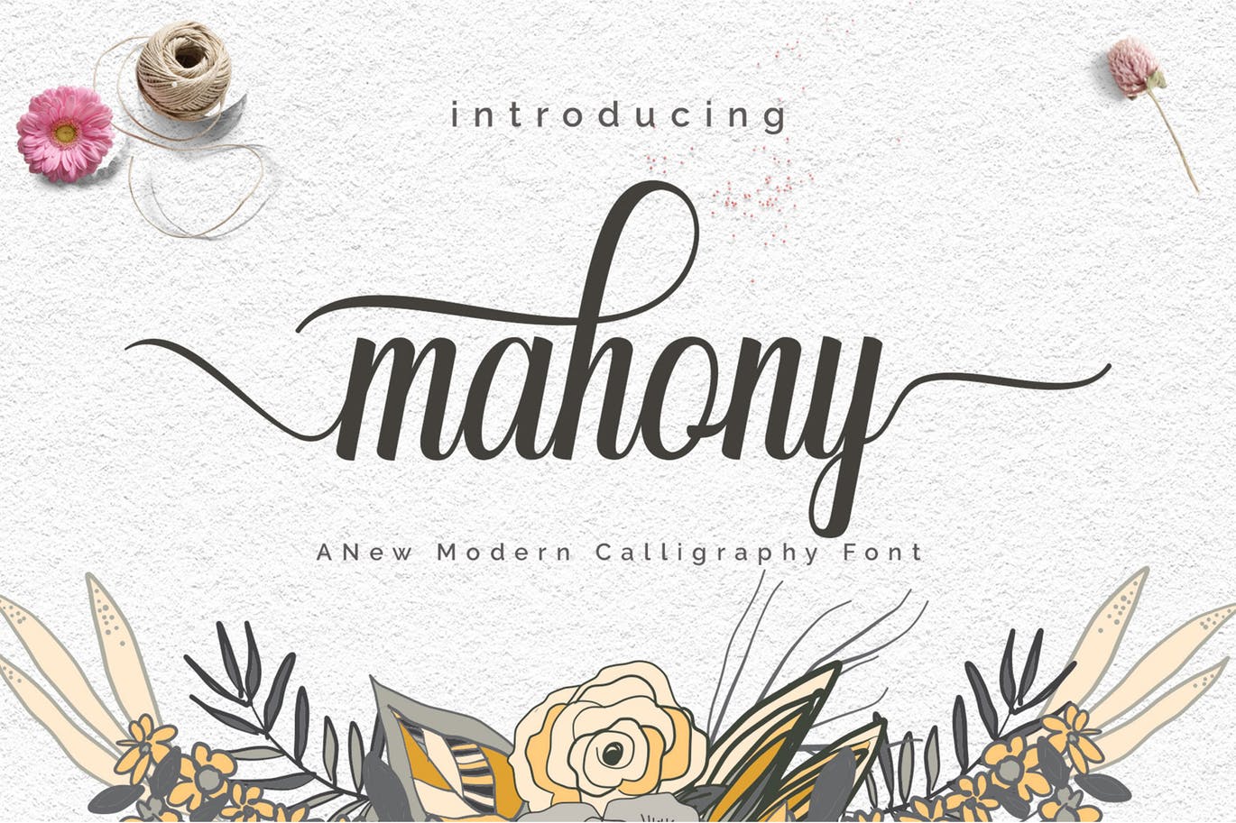 现代优雅长连笔英文书法字体 mahony script