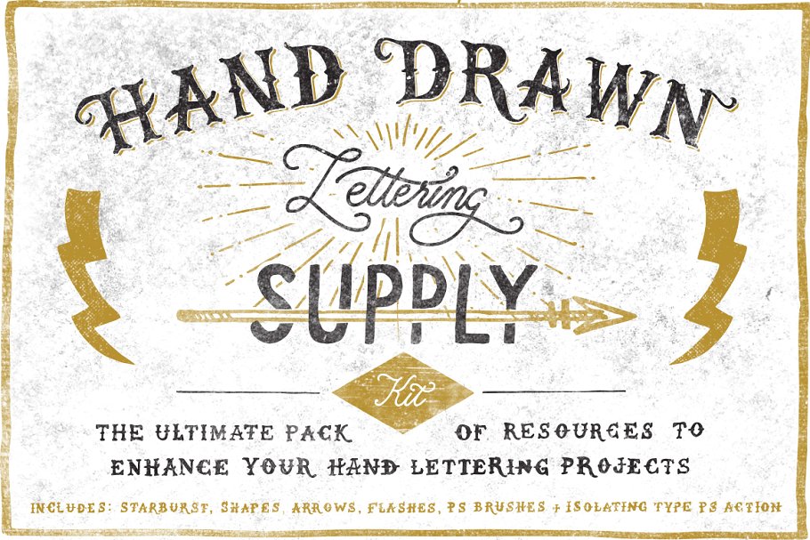 手绘字体设计素材包 Hand Drawn Lettering Supply Kit