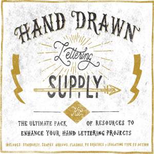 手绘字体设计素材包 Hand Drawn Lettering Supply Kit