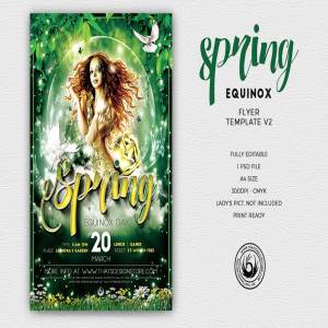 春天童话仙子仙境风格传单海报设计PSD模板v2 Spring Equinox Flyer PSD V2