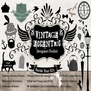 复古怪诞时尚设计矢量素材包 Vintage Eccentric Designers Toolkit